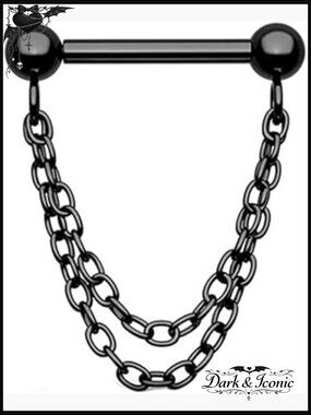 16G Double Chain Nose Septum Ring Hinged Clicker Hoop Body Jewelry